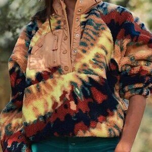 Free People Movement Hit the Slopes Pullover Fleece Jacket Oasis Aurora - Large